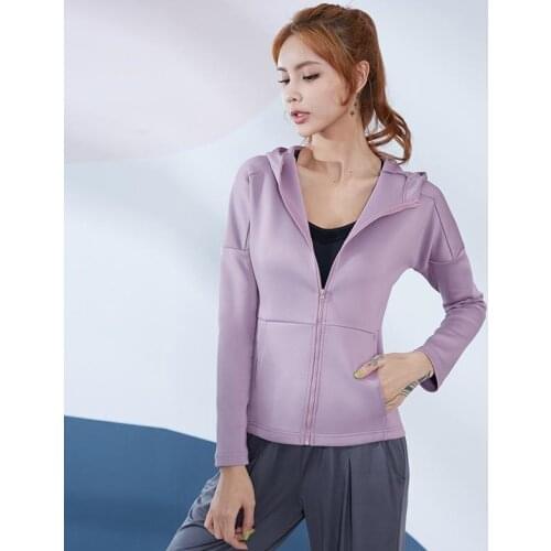 Yoga Crop Top Jacket Womens Suit Long Sleeve Zipper Cardigan Running Fitness Mujer Camisetas