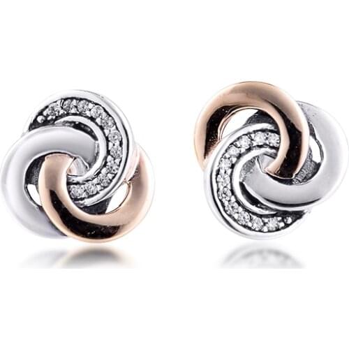 925 Original Sterling Silver Earrings for Women Interlinked Circles Stud Earrings Party Gift Fine Jewelry brincos Wholesale