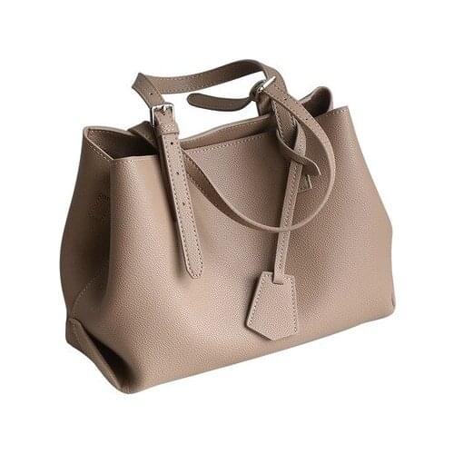 Lady OL genuine leather black brown khaki top-handle handbag for women luxury hig quality commuting large capacity shoulder bag