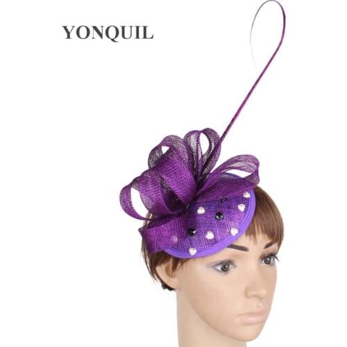 Wedding Bide Headpiece Sinamay Formal Fascinator Women Hat Flower Elegant Ladies Mariage Party Chapeau Cap Hair Pin Accessory