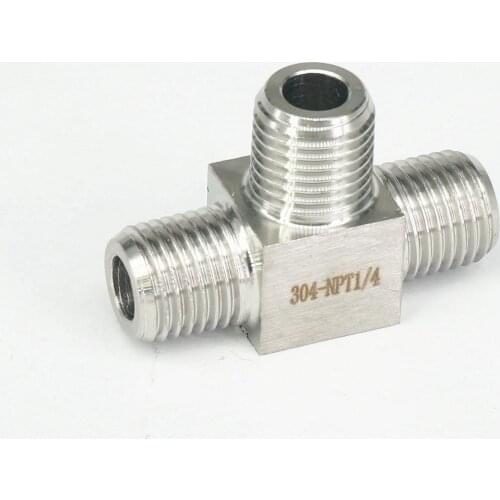 1/4" NPT Male Tee 3 Way Pipe Fitting 304 Stainless Steel Water Gas Oil