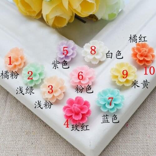 10color optional 60pcs/bag Mixed Colors Cabochon Resin Flowers Flatback Scrapbook Fit Phone Embellishment 14mm 004004054