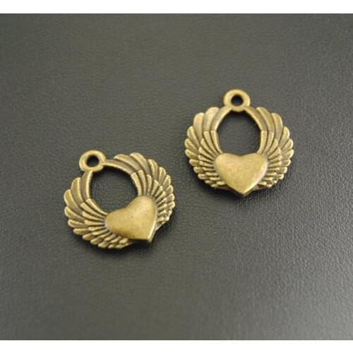 10pcs 2 Colors Heart With Angel Wings Charms Fits Bracelets Jewelry Making A830/A831