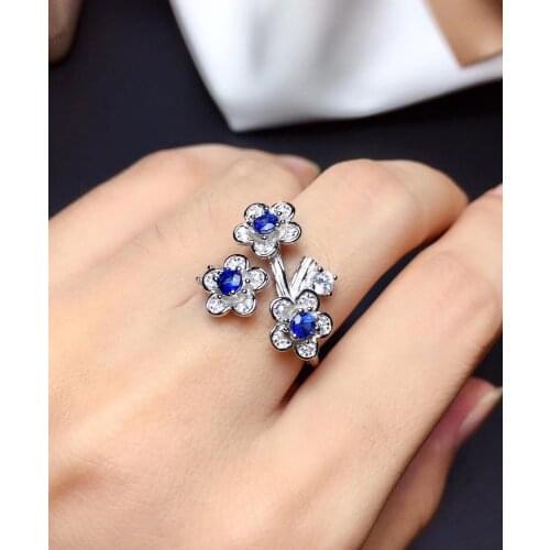 100% Natural and Real Sapphire Rings Free shipping 925 sterling silver Ring Female Anniversary Jewelry
