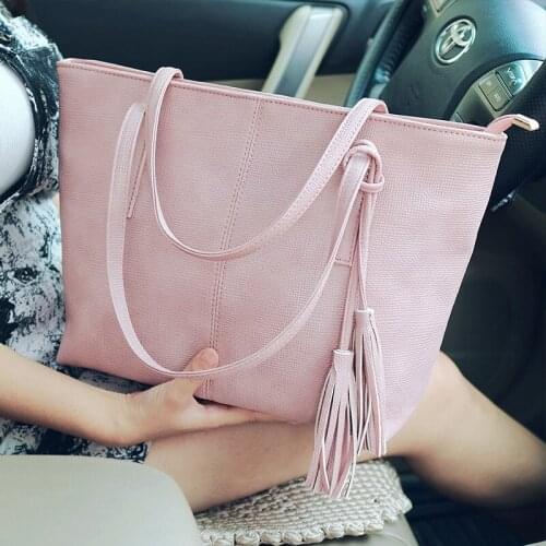 111817 yesetn women handbag female simple large tote lady big tassel bag