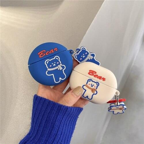 3D Korea Bear Headset Case For Huawei Freebuds 4i Soft Silicone Girls Cute Cartoon Earphone Cover For Freebuds Pro 3 Case Funda