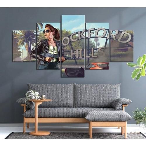 5pcs GTA5 Game Gril Poster Paintings Grand Theft Auto Picture Wall Painting for Home Decor Wall Art