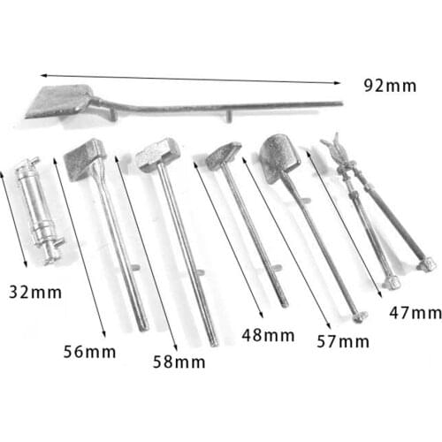 7pcs Metal Shovel Fire Extinguisher Hammer Tool Set for Henglong German Tiger I 1/16 RC Tank DIY Modification Upgrade Parts