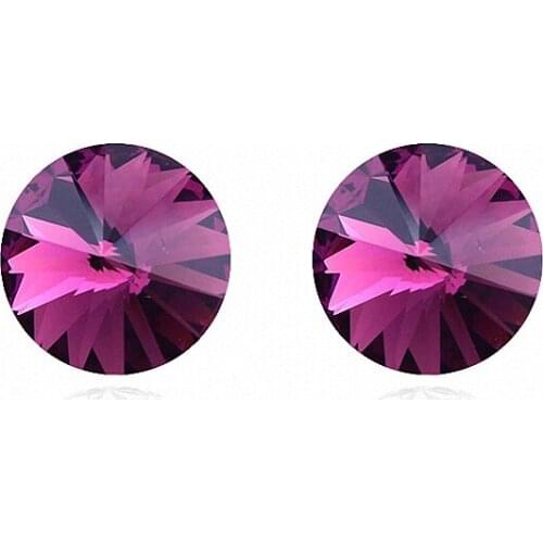 7 Colors Real Austrian crystals Stud earrings for women gold Color Earrings s New Sale Hot Round 96553Purple