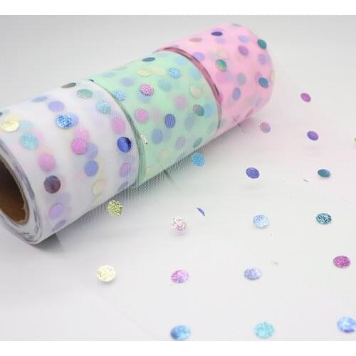 25Yards/roll 6CM Width Color Dots Tulle Roll Organza Baby Shower Party Supplies DIY Hair Bows Handmade Materials