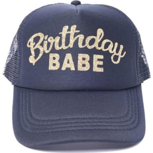 Birthday Party Club Mesh Men Hat Cap Adjustable Printed Birthday BABE Baseball Cap Black Birthday SQUAD Summer Women Trucker Hat