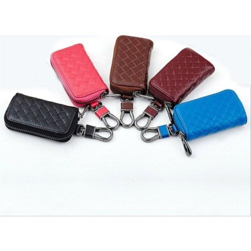 PU Leather Keychain Men Women Key Holder Organizer Pouch Split Car Key Bag Wallet Housekeeper Key Case Mini Card Bag