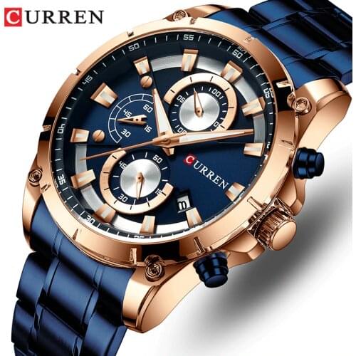 CURREN Men Watch Top Brand Luxury Fashion Quartz Mens Watches Steel Waterproof Wrist Watch Male Chronograph Relogio Masculino