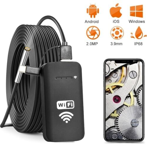 3.9MM 2.0MP Wifi Endoscope Camera IP67 Waterproof 720P HD Inspection Snake Borescope Hard Wire Camera For Android/IOS/Tablet