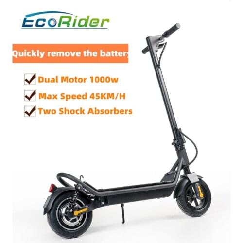Off Road Electric Kick E Scooter Adult 1000w Dual Motor 10 Inch Mini Wheel Folding Vehicle Stand Up Escooter Mileage 45KM