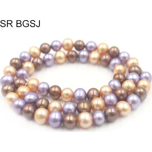 Free Shipping 6-7mm Mixed Random Colors AAA Grade Natural Round Freshwater Pearl Jewelry Beads Strand 15