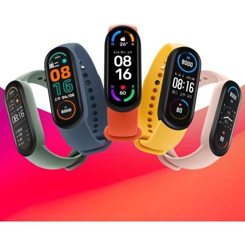 Global versionXiaomi Mi Smart Band 6 AMOLED Display Magnetic Charging 5ATM Waterproof Rating 24-hour Smart Heart Rate Monitoring