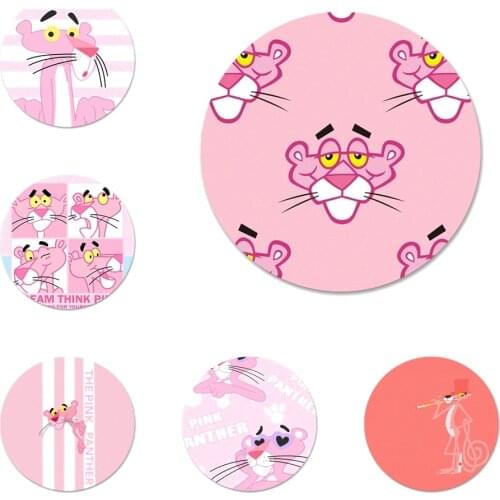 Cute Pink Panther Icons Pins Badge Decoration Brooches Metal Badges For Clothes Backpack Decoration 58mm
