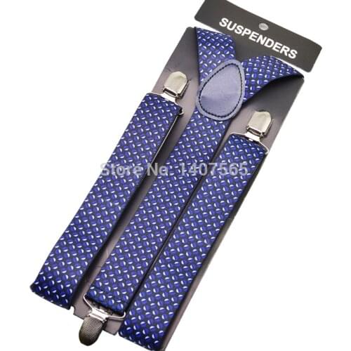 120cm Mens Suspender 3.5cm wide women Big plussize Suspenders 3 Clip-on Y-Back leaf b'lue Braces Elastic BY13