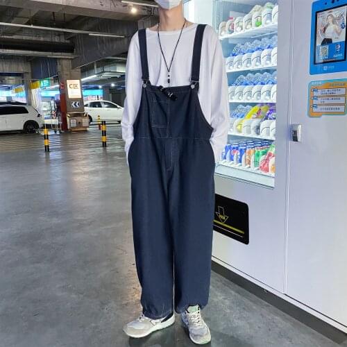 2021 Mens High Quality Loose Casual Pants Cargo Streetwear Salopettes Harem Cargo Jumpsuit Rompers Loose Fashion Trousers