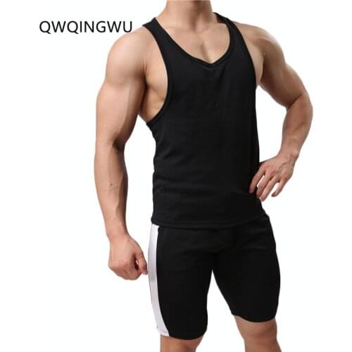 Men Tank Tops and Pants Set Bodybuilding Fitness Stringer Elasticity Men Tank Top Wear Vest Undershirt Casual Clothing Tank Tops