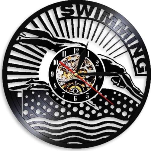 Diving Vinyl Record Wall Clock Modern Design Sport Player Silhouette LED Wall Clock Unique Gift Idea For Aquatic sports Lover