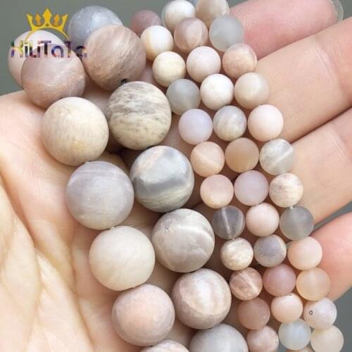 Natural Genuine Matte Sunstone Beads Dull Polished Round Loose Beads For Fashion Jewelry DIY Making Bracelet 15'' 6/8/10/12mm