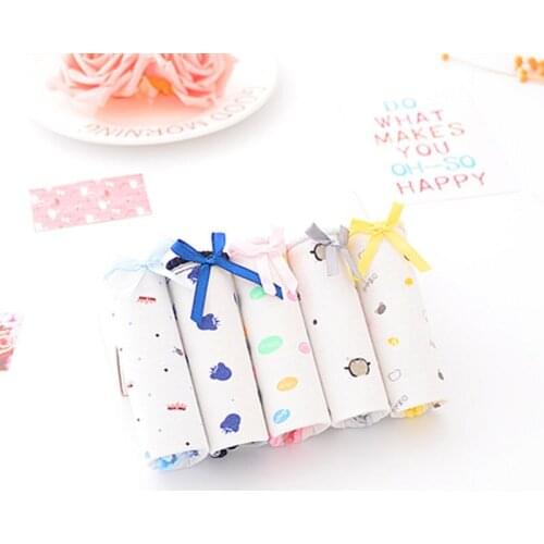 2019 Girls Underwear 5pc/lot Cotton Lovely Vogue Panties Bow Middle Waist Briefs Young Girl Teenagers Pants Children Students