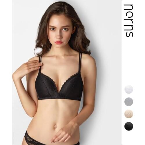 Norns Black Bra Wire Free Push Up Sexy Women Bras Lace Bralette Lingerie Small Breast Adjusts A B C Bra Female Underwear