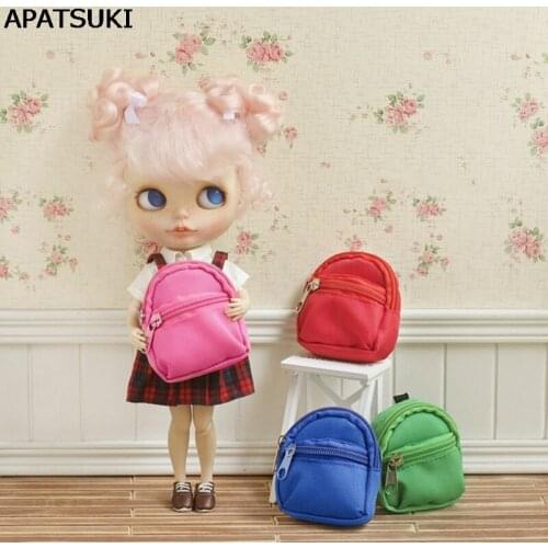 Pure Color Fashion 1:6 Dolls Bag Backpack For Blythe Doll Knapsack Packsack For Barbie Dollhouse 1/6 mini Doll Accessories