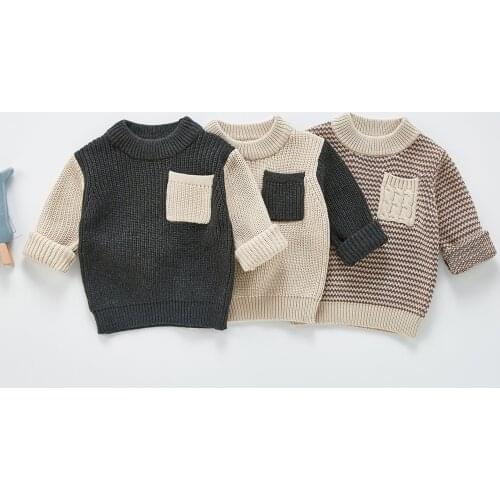 Lioraitiin 0-3Years Toddler Baby Boy Girl Autumn Winter Sweaters Long Sleeve Striped Knitting O-Neck Soft Clothing