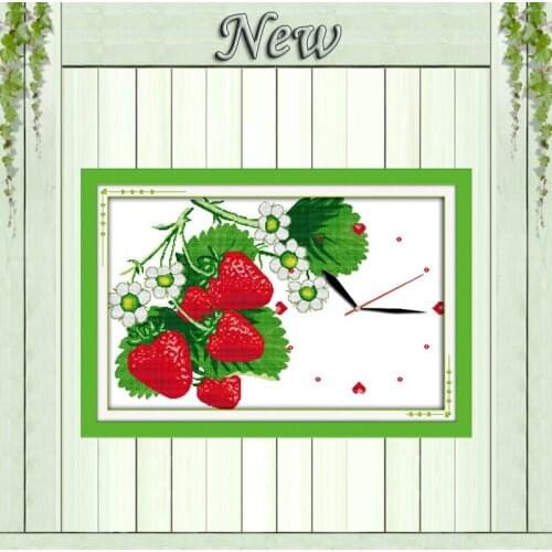 Attractive strawberries decor painting counted print on canvas DMC 14CT 11CT Chinese Cross Stitch Needlework Set Embroidery kits