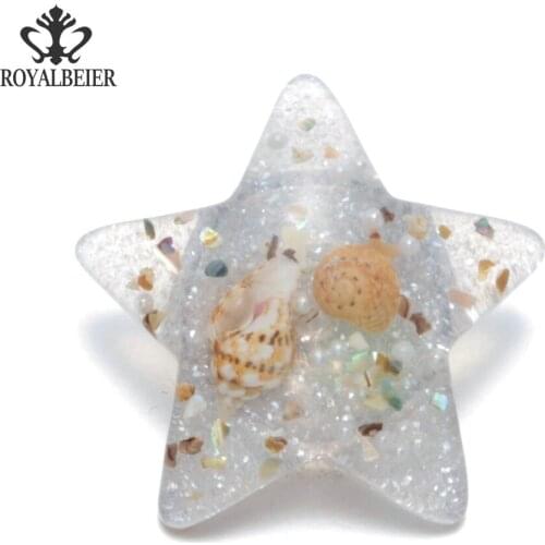 RoyalBeier White Star Shape Sealed Natural Shell Charms 18mm Snap Button For 20mm Snap Bracelet Snap Jewelry KZ0380i