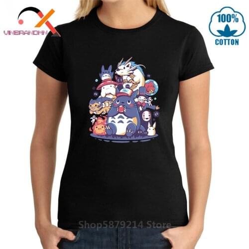 Creatures Spirits And Friends T-shirt Women Leisure Ghibli Studio Hayao Miyazaki Totoro T Shirt Fashion Tops Tees Female Clothes
