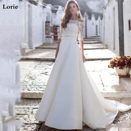 Lorie Wedding Dresses 2020 Off The Shoulder Lace Bride Dresses Vestido de novia Half Sleeve Boho Wedding Gown