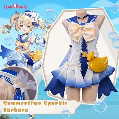 PRE-SALE UWOWO Barbara Swimsuit Cosplay Costume Hot Game Genshin Impact Summertime New Costume Summer Outfit Sparkle