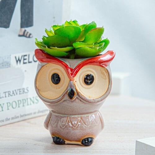 Animal Shaped Cartoon Flower Pot Cute Owl Vase Pot Home Decoration