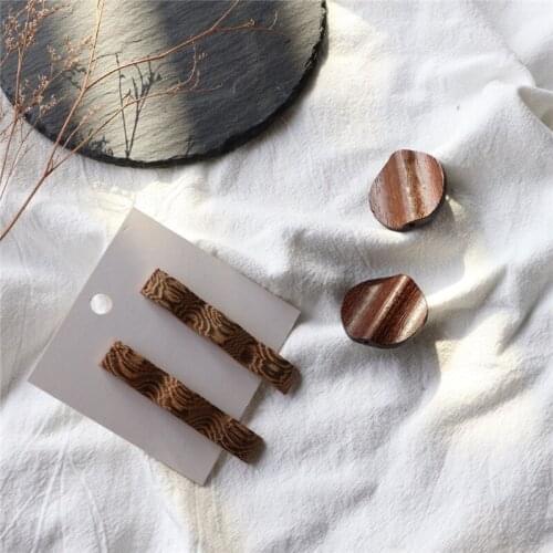 SOHOT Korean Design Asymmetry Natural Wooden Women Stud Earrings Chic Wave Round Long Square Trendy Party Jewelry Brincos