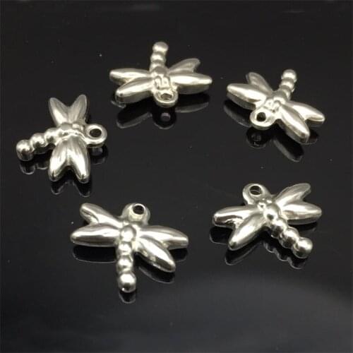 10pcs/lot Fashion Stainless Steel Charms For Jewelry Making, Lovely Dragonfly Charms For Making Necklace Keychains Bracelet