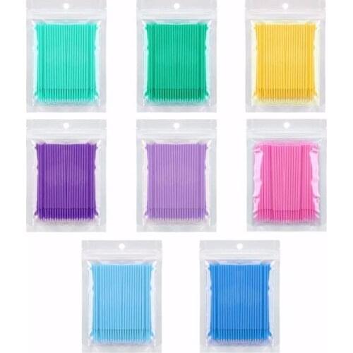 100PCS/Lot Disposable Colorful Eyelashes Cleaning Cotton Swabs Mascara Removing Microbrushes Eyelash Extension Makeup Brushes