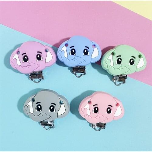3PCS Cartoon elephant Silicone Pacifier Clip DIY Baby Teething Teether Necklace Bead Tool Nurs Gift Round Heart Accessories