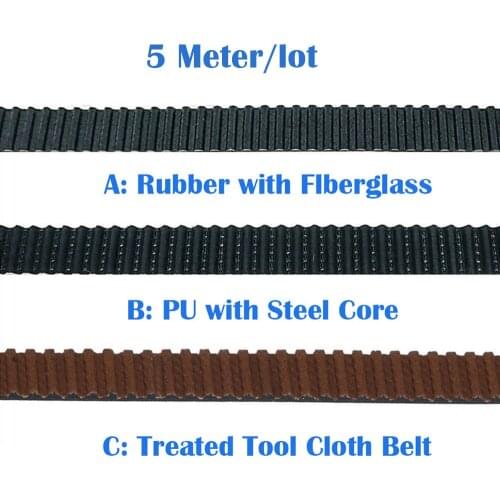 5M 2GT open timing Belt 6mm PU with Steel Core Rubber fiberglass timing belt GT2 6mm Belt Black Color for 3d printer