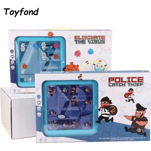 60 IQ Challenges Smart Games Police Catch Thief Puzzle Logic Board Game with Solution Family Game Montessori Toys Children Gift