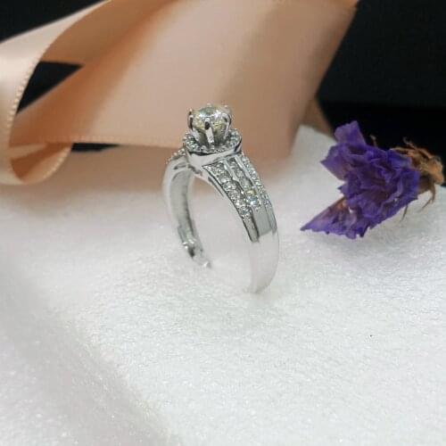 925 Sterling Silver Ring With White CZ And Rhodium Plating For Woman Engagement Ring