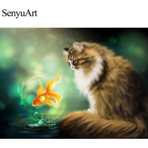Diamond Painting Full Round Embroidery Picture Mosaic Art Accessories Animal Cat Fish Paiting Cross Stitch Kits Home Decorations
