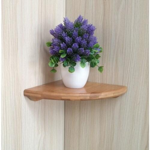 Bamboo Wood Wall Shelf Triangle Shelves Living Room Wall-mounted Storage Holders with Installation Accessories Wall Hanging