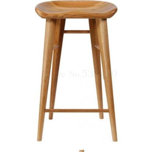 Solid Wood Bar Chair Dining Chair Household Nordic Log Bar Chair Simple Leisure High Foot Stool Front Desk Chair Study Chair