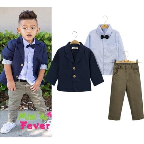 Childrens Clothes Autumn New Occident Tide Fan Boys Long Sleeve Three-piece Suit Childrens Suit