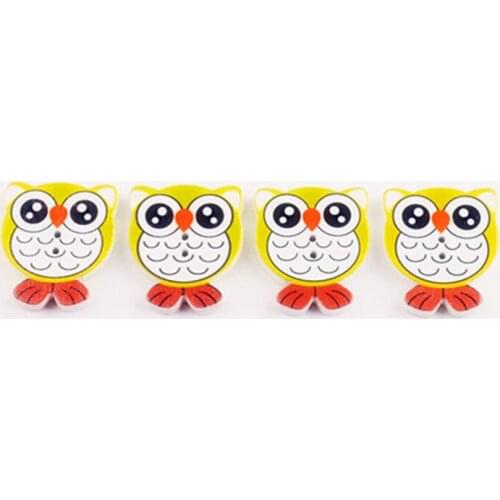 Animal Cartoon Wooden Children Buttons Owl Yellow 23*27mm Needlework Accessories For Costura Decorative Hand Bag 10pcs 2 Holes