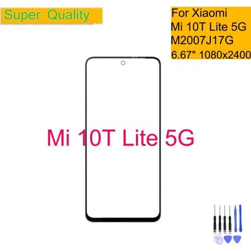 For Xiaomi Mi 10T Lite 5G M2007J17G Touch Screen Panel Front Outer Glass Lens Front LCD Glass Lens Replacement